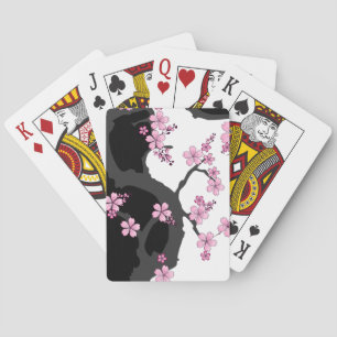 Japanska Kimono Black and White Rosa Sakura Casinokort