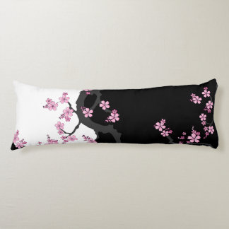Japanska Kimono Black and White Rosa Sakura Kroppskudde
