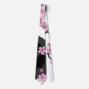 Japanska Kimono Black and White Rosa Sakura Slips