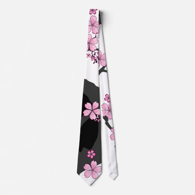 Japanska Kimono Black and White Rosa Sakura Slips (Framsida)