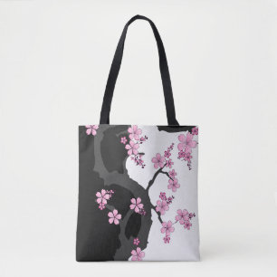 Japanska Kimono Black and White Rosa Sakura Tygkasse