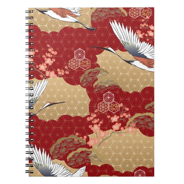 Japanska Kimono Cherry-Blommar Anteckningsbok (Framsidan)
