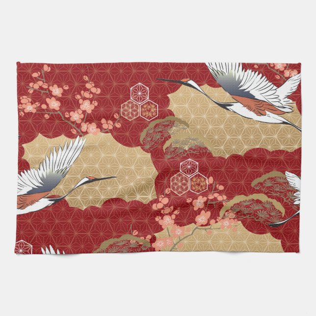 Japanska Kimono Cherry-Blommar Kökshandduk (Horisontell)