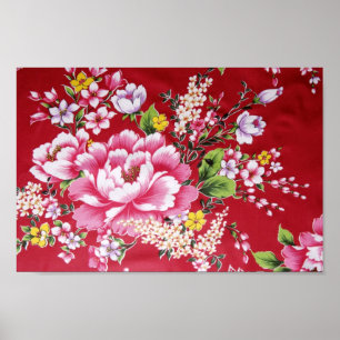 Japanska Kimono Flowers Poster