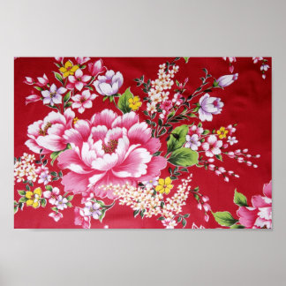Japanska Kimono Flowers Poster