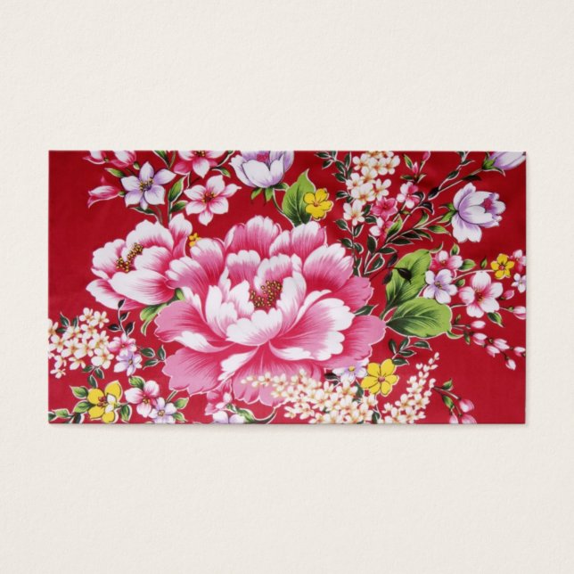 Japanska Kimono Flowers Visitkort (Framsidan)
