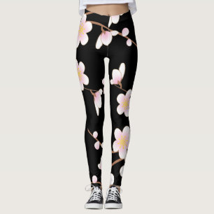 Japanska Kimono Patern C Leggins Black Leggings