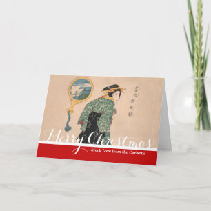 Japanska Kimono Woman Courtesan Artwork Helgkort