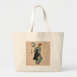 Japanska Kimono Woman Courtesan Artwork Jumbo Tygkasse