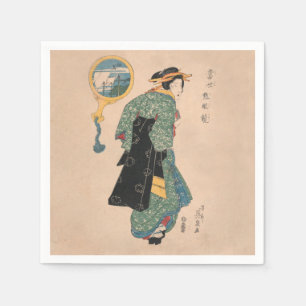 Japanska Kimono Woman Courtesan Artwork Pappersservett
