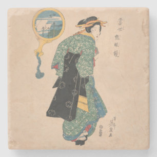 Japanska Kimono Woman Courtesan Artwork Stenunderlägg