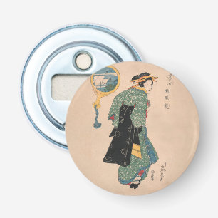 Japanska Kimono Woman: Ukiyo-e Woodblock Print Flasköppnare