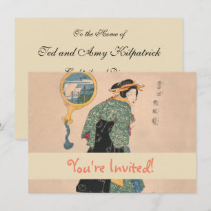 Japanska Kimono Woman: Ukiyo-e Woodblock Print Inbjudningar