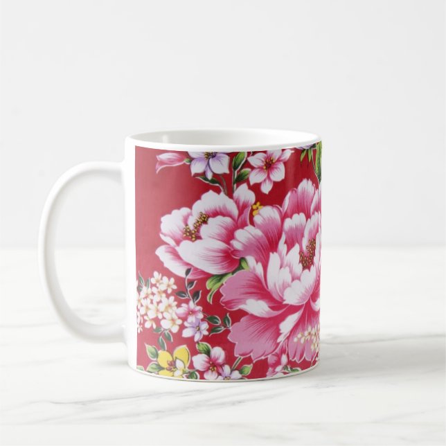 Japanska Kimonoblommor Kaffemugg (Vänster)