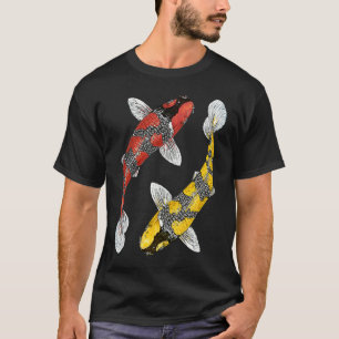 Japanska Koi Carp Yin Yang Black Red och Gult F T Shirt