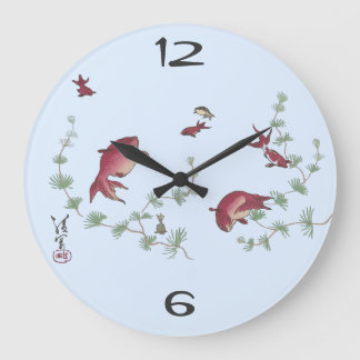 Japanska Koi Fine Art Clock Stor Klocka