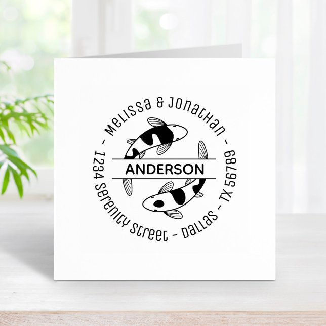 Japanska Koi Fish Couple Family Adress Stämpel (Skapare uppladdad)