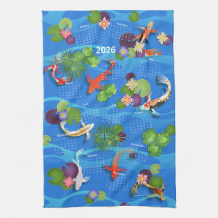 Japanska Koi Fish Pond 2026-kalender Kökshandduk