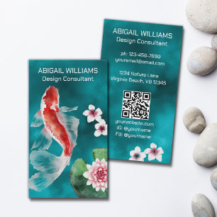 Japanska Koi Fish Pond, Cherry Blommars Natural Visitkort