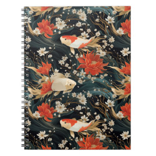 Japanska Koi Fish Seamless Mönster Anteckningsbok