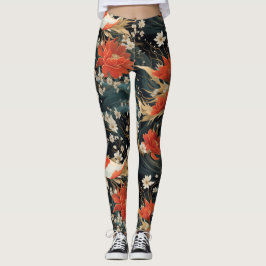 Japanska Koi Fish Seamless Mönster Leggings