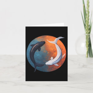 Japanska Koi Fish Yin och Yang Manar Women Fisher Kort
