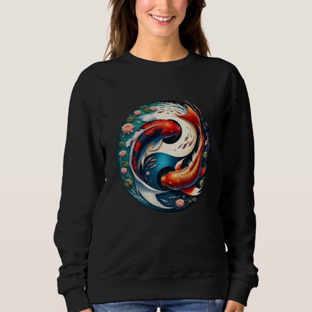 Japanska Koi Fish Yin Yang T Shirt (Framsida)
