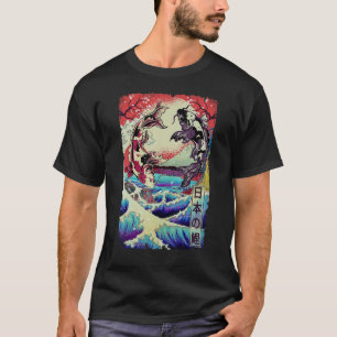 Japanska Koi Fishes Underbara våg av Kanagawa T Shirt