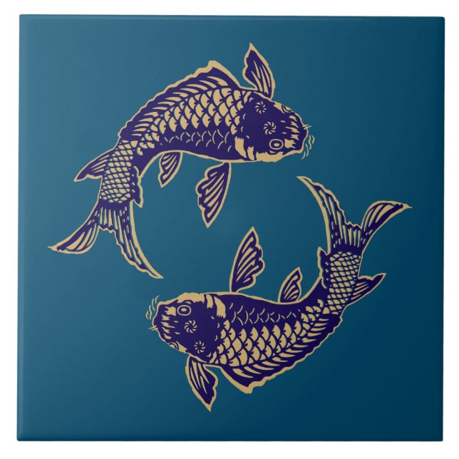 Japanska Koi-fiskar Kakelplatta (Framsidan)