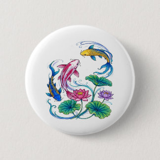 Japanska Koi-fiskar Lotus Mandala Traditionell sti Knapp