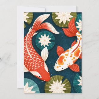 Japanska Koi-fiskar Lotusblommor Zen-trädgård Meddelande