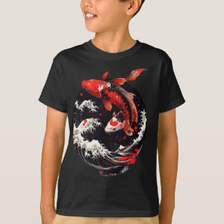 Japanska Koi-fiskar – Röda & Svarta Vågor T Shirt