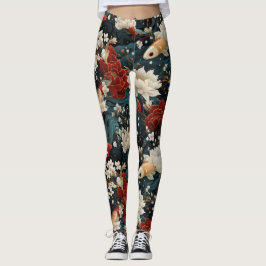 Japanska Koi-fiskar Sömlöst Mönster Leggings