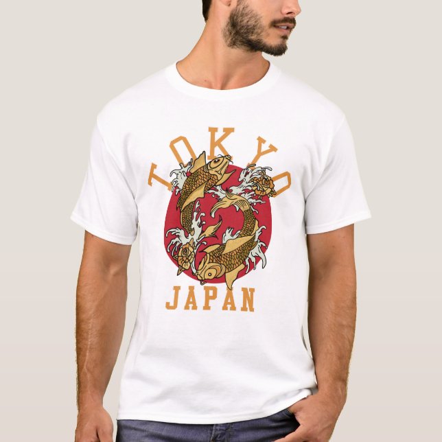 Japanska Koi Fiskar Tokyo T Shirt (Framsida)