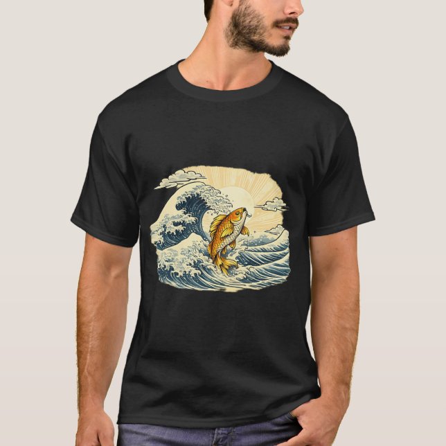 Japanska Koi-fiskar Ukiyo-e T Shirt (Framsida)