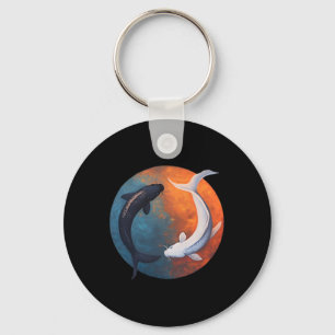 Japanska Koi Fiskar Yin Och Yang Män Kvinnor Fiska Nyckelring