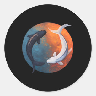 Japanska Koi-fiskar Yin och Yang Män Kvinnor Fiska Runt Klistermärke