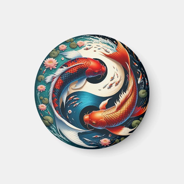 Japanska Koi-fiskar Yin Yang Magnet (Framsidan)