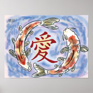 Japanska Koi (kärlek) Poster