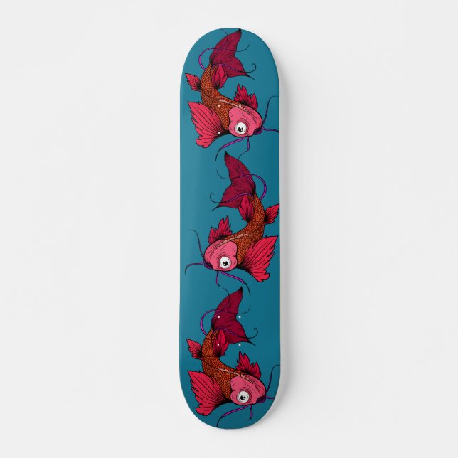 Japanska Koi Karper Fish Tattodesign Mini Skateboard Bräda 18,5 Cm (Framsida)