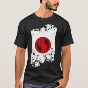 Japanska Koi- och Flowers-Flagga T Shirt