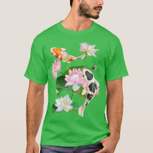 Japanska Koi p Nishikigoi Fish Vatten Lilies Dynor T Shirt