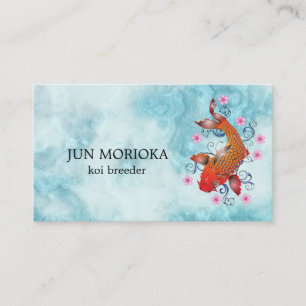 Japanska Koi på blåttbakgrund Visitkort