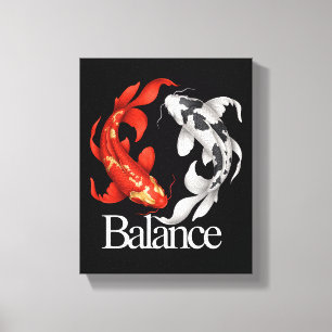 Japanska Koi Yin Yang av Balans Zen-Inspirerad Canvastryck