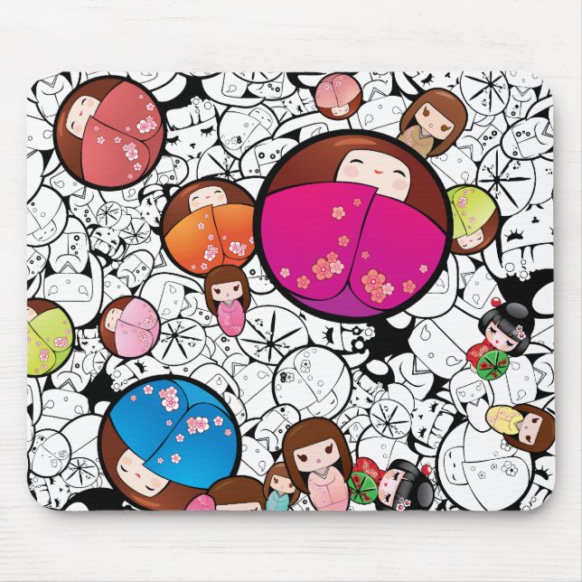 Japanska Kokeshi dockor - Mousepad Musmatta (Framsidan)
