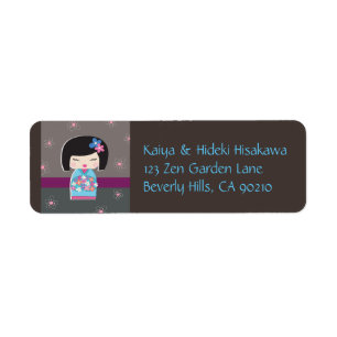 Japanska Kokeshi Doll-Adressetiketter Returadress Etikett