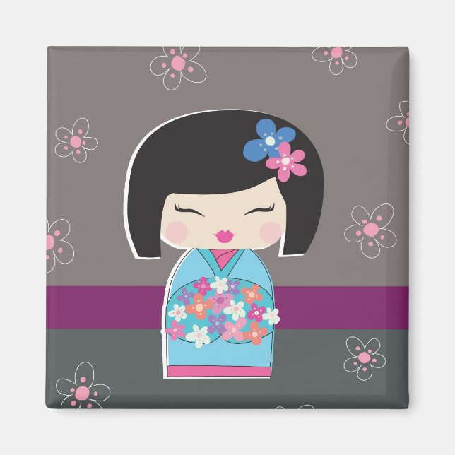 Japanska Kokeshi Doll Magnet (Framsidan)