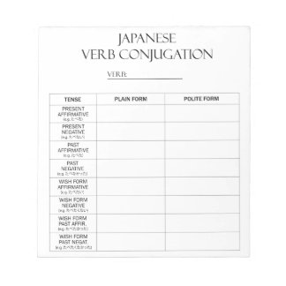 japanska | Konjugationspraxis för verb (8 ton) Anteckningsblock