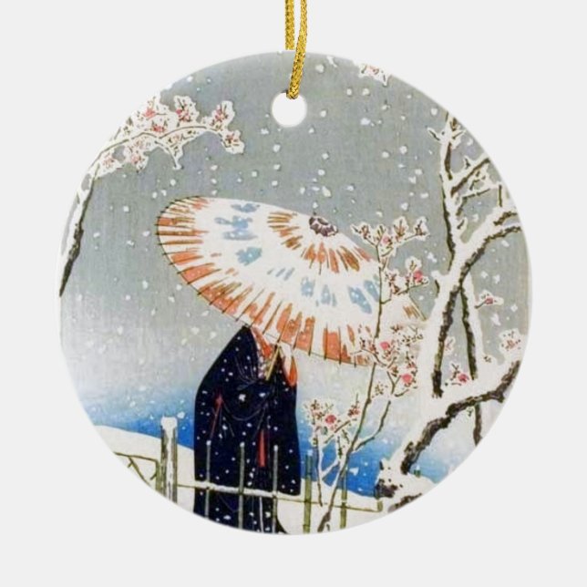 Japanska körsbärblommar julgransprydnad keramik (Framsidan)