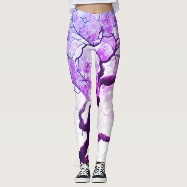 Japanska körsbärsblommor anpassat modernt par leggings (Framsida)
